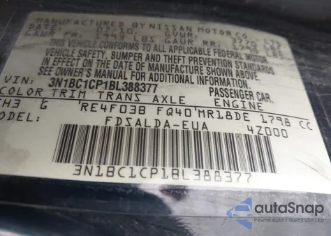 2011 Nissan Versa 1.8S from USA, damaged, VIN 3N1BC1CP1BL388377